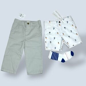 Janie and Jack Crewcuts Boys 18 24 Months Lot of Shorts Pants Socks Tropical